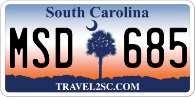 SC license plate MSD685