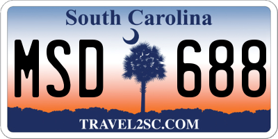 SC license plate MSD688