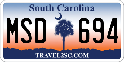 SC license plate MSD694