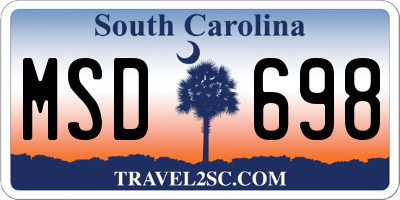 SC license plate MSD698