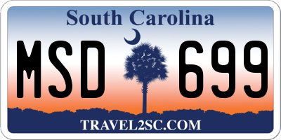 SC license plate MSD699