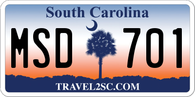 SC license plate MSD701