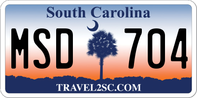 SC license plate MSD704