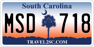 SC license plate MSD718