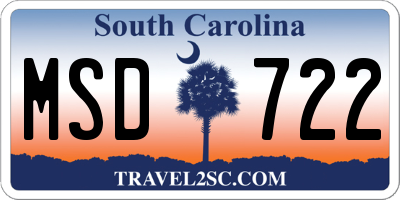 SC license plate MSD722