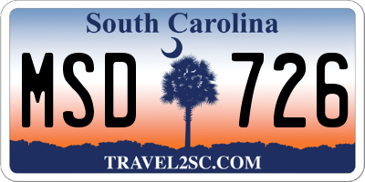 SC license plate MSD726