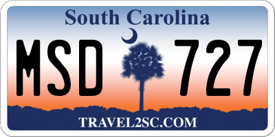 SC license plate MSD727