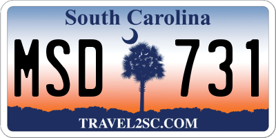 SC license plate MSD731