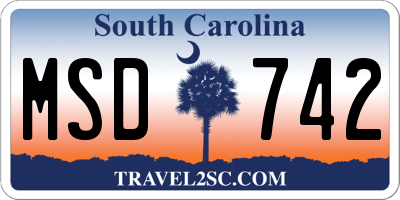 SC license plate MSD742