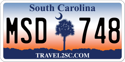 SC license plate MSD748