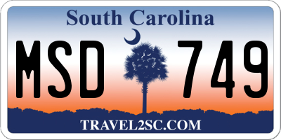 SC license plate MSD749