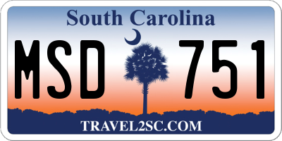 SC license plate MSD751