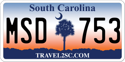 SC license plate MSD753