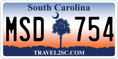 SC license plate MSD754