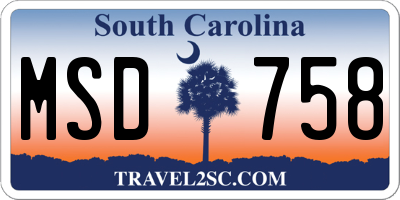 SC license plate MSD758