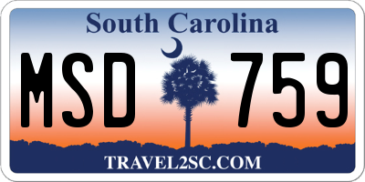 SC license plate MSD759