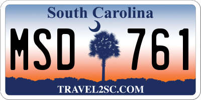 SC license plate MSD761