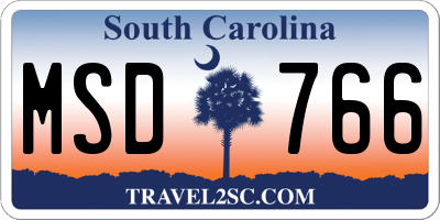 SC license plate MSD766