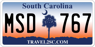 SC license plate MSD767