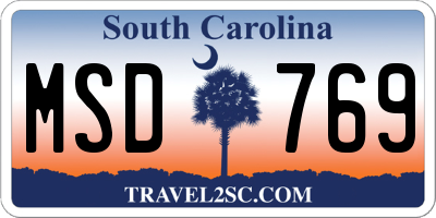 SC license plate MSD769