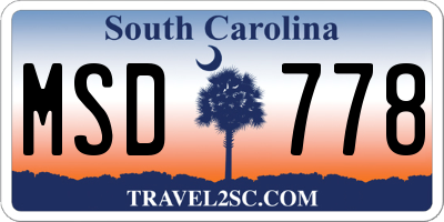 SC license plate MSD778