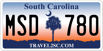 SC license plate MSD780