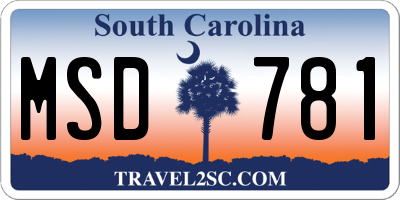 SC license plate MSD781