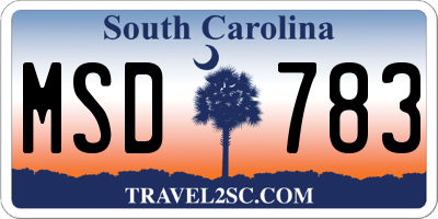 SC license plate MSD783