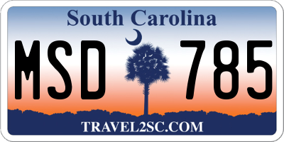 SC license plate MSD785