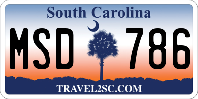 SC license plate MSD786
