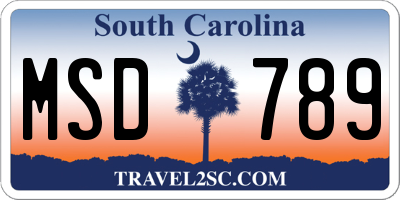 SC license plate MSD789