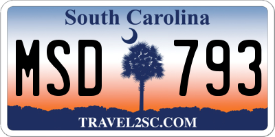 SC license plate MSD793