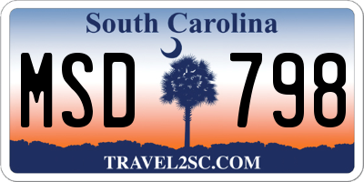 SC license plate MSD798