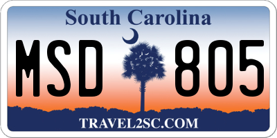 SC license plate MSD805