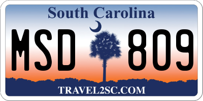 SC license plate MSD809