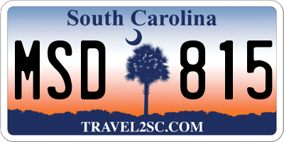 SC license plate MSD815
