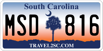 SC license plate MSD816