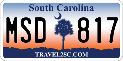 SC license plate MSD817