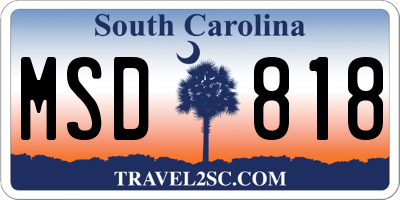 SC license plate MSD818