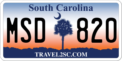 SC license plate MSD820