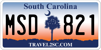 SC license plate MSD821