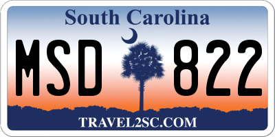SC license plate MSD822