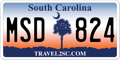 SC license plate MSD824
