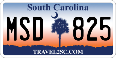 SC license plate MSD825