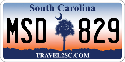 SC license plate MSD829