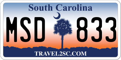 SC license plate MSD833