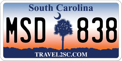 SC license plate MSD838
