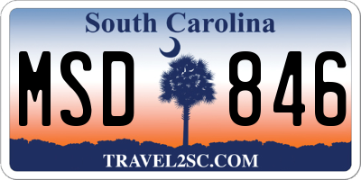 SC license plate MSD846