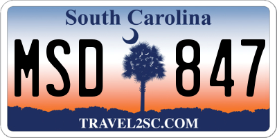 SC license plate MSD847