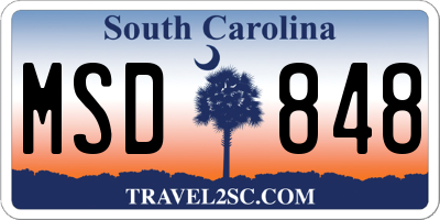 SC license plate MSD848
